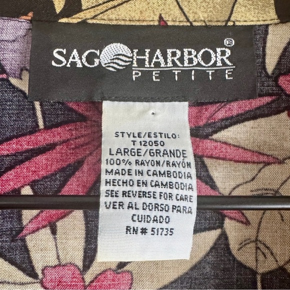 Vintage 90s Sag Harbor Petite Two Piece Floral Short Sleeve Button Midi Skirt - Picture 7 of 13